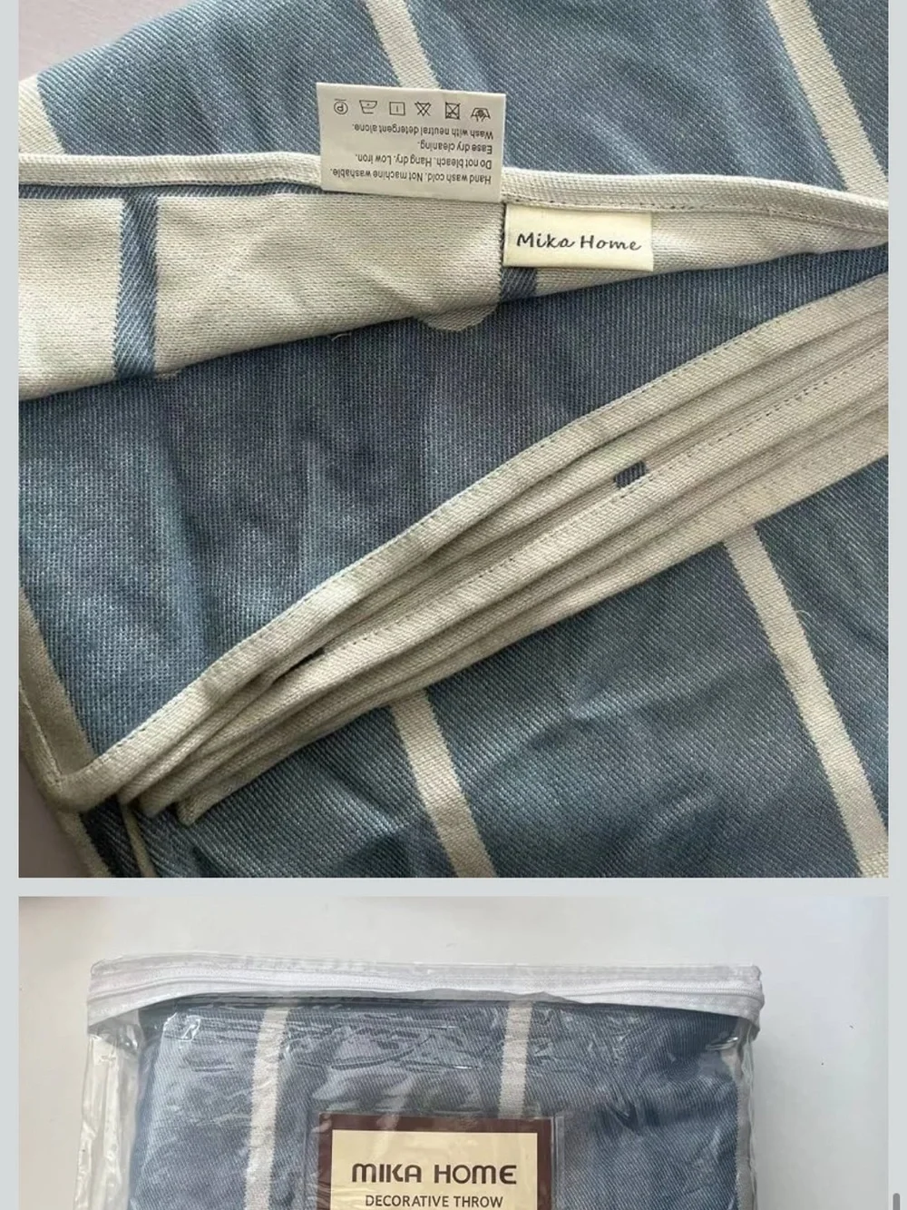 Mika Home Nautical Reversible Blue Bamboo Fiber Oversized Throw Blanket 50”x70”